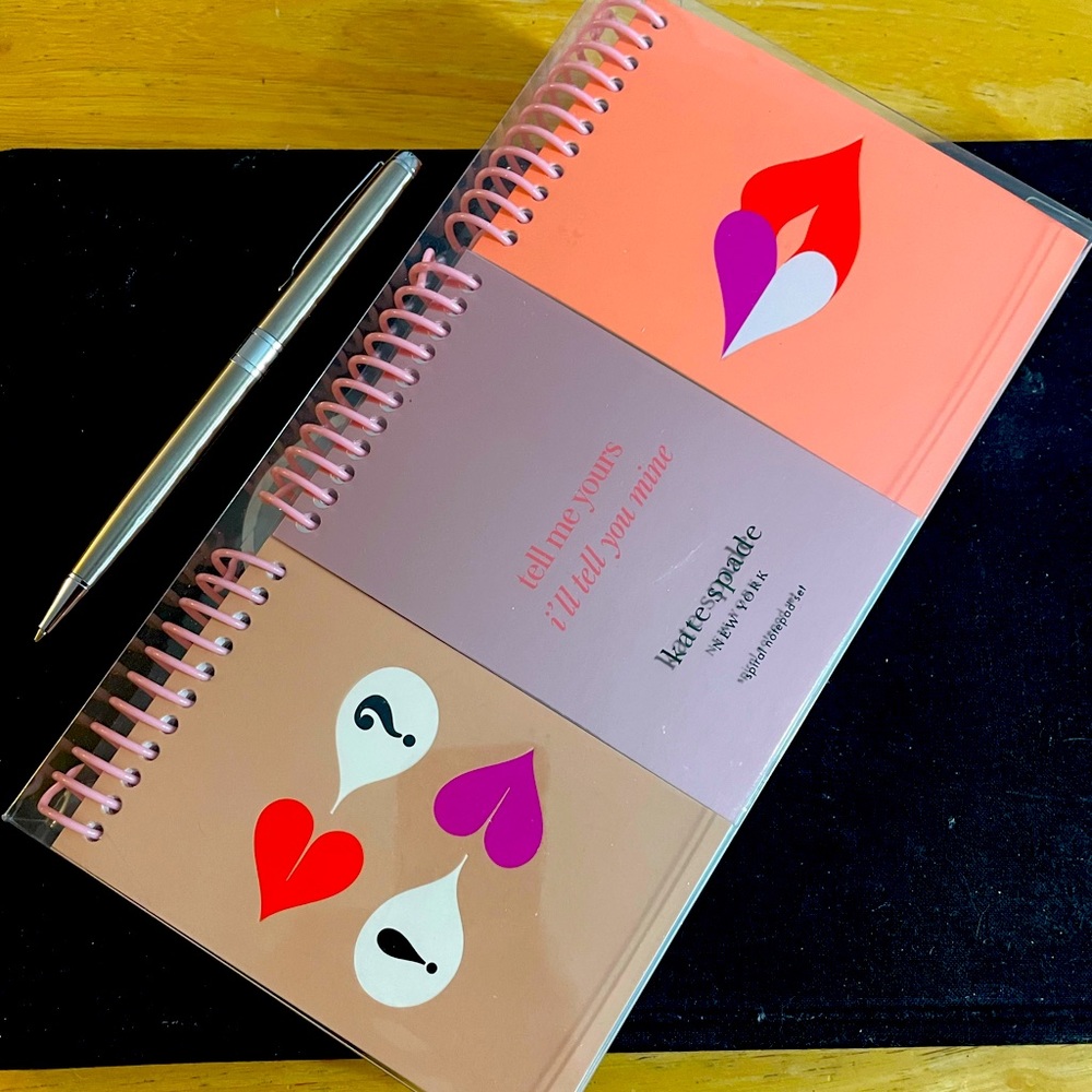 Kate Spade Heart Lips Spiral Notebook Set of 3 Super Cute, Pocket Size NEW NWT